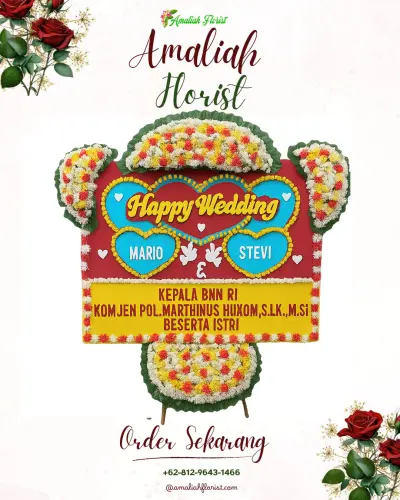 Karangan Papan Bunga Pernikahan di Kangkung
